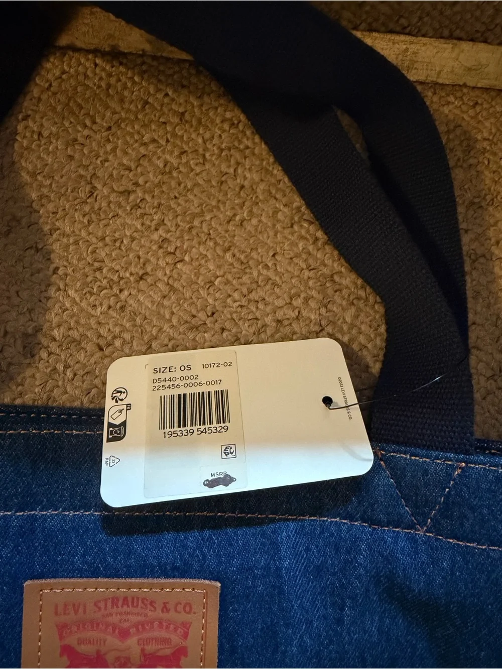 Levi's Dark Blue Denim Tote Bag - Stylish Everyday Carry - New with Tags